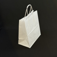 Пакет бумажный прямоугольное дно с КРУЧЁННОЙ ручкой БЕЛЫЙ 250х220х120 25шт пл.70гр 