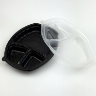 Контейнер ЛАНЧ К-257-3 3-секц. ЧЁРНЫЙ 800мл + КРЫШКА 30шт 257х202х37мм СП 