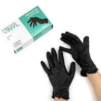 Перчатки виниловые неопудренные ЧЁРНЫЕ "L" УП=100шт 