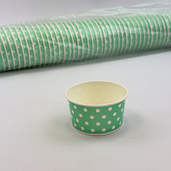 Креманка картон САЛАТОВАЯ в белый горошек 165мл 50шт D=87...