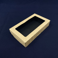 Упаковка OneBox-1000 ЧЁРНЫЙ 25шт ланч-бокс с окном 200х120х40мм 