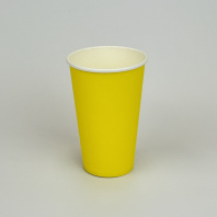 Стакан 400(500)мл бумажный ЖЁЛТЫЙ 50шт D=90, d=60, H=135мм GOOD 