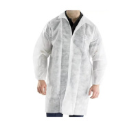 Халат на кнопках БЕЛЫЙ "L" нетканый материал (р-р 52-54, длина 110см) (выписывать по 5шт) 