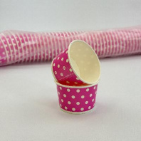 Креманка картон РОЗОВАЯ в белый горошек 125мл 60шт D=75мм d=60мм H=55мм 