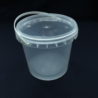 Ведро круглое  800мл прозрачное с РУЧКОЙ + КРЫШКА D=122, d=105, H=95мм