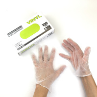 Перчатки виниловые прозрачные VINYL "S" УП=100шт неопудренные 