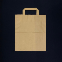 Пакет бум. прямоуг. дно с ПЛОСКИМИ руч. КРАФТ 280х240х140 25шт пл.70гр 