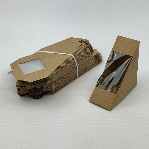 Упаковка ECO SANDWICH-60 TOTAL CRAFT уголок под сэндвич с окном 50шт 130х130х60мм 