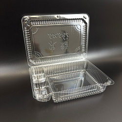 Контейнер под суши с крышкой ПЭТ УК-47А-01 4-х секц. 120ш... Контейнер под суши с крышкой ПЭТ УК-47А-01 4-х секц. 120ш...