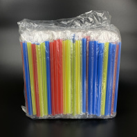 Трубочка в ИНДИВИД. УП. (плёнка) 12х210мм УП=250шт ПРЯМАЯ цветная МИКС 