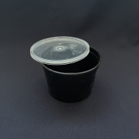 Банка-плошка ЧЁРНАЯ + КРЫШКА 500мл 50шт D=112, d=90, H=75мм (Б-25 Кр-50) Новосибирск 