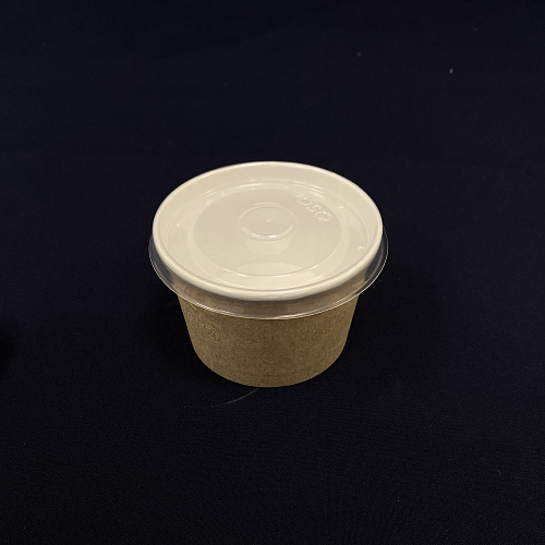 Супница бум КРАФТ + КРЫШКА прозр. 300мл 30шт(!!!) D=100, d=80, H=65 OSQ Round Bowl 