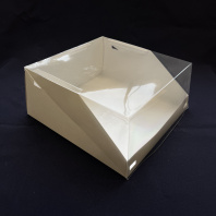 Короб для ТОРТОВ БЕЛЫЙ с прозр. крышкой 225х225х100мм 1шт ForGenika (2 ЧАСТИ) 