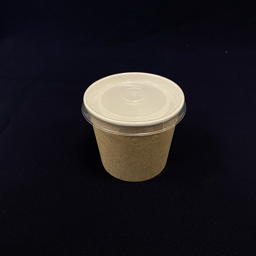 Супница бум КРАФТ + КРЫШКА прозр. 400мл 30шт(!!!) D=100, d=80, H=85 OSQ Round Bowl 
