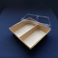 Упаковка OneClick Bottom-1200 2х-секц(!!!) КРАФТ салатник + КРЫШКА 20шт 180х170/200х190/55мм 