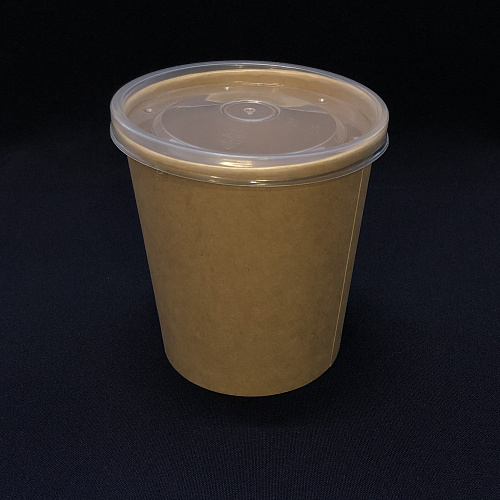 Упаковка ECO SOUP-ECONOM-16C КРАФТ супница + КРЫШКА прозр. 445мл 25шт D=97, H=100 