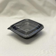 Контейнер КУБИК ПЭТ С-12/12 250мл ЧЁРНЫЙ 50шт + КРЫШКА 25шт (внеш. 126х126х38) УЮ 