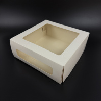 Короб для ТОРТОВ БЕЛЫЙ с двумя окнами 260х260х100мм 1шт OSQ Cake-II-Window 