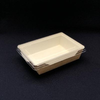 Салатник + КРЫШКА прозрачная ECO OPSALAD- 500 БЕЛЫЙ 50шт 165х115/140х105/45мм 