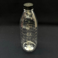 Бутылка ПЭТ D=38мм 1,0л КРУГЛАЯ (ФРЕШ с рёбрами) прозрачная + КРЫШКА (112шт)