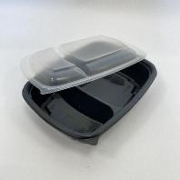 Контейнер одноразовый ЛАНЧ К-230-50-2 2-х секц. ЧЁРНЫЙ 950(650/300)мл + КРЫШКА 50шт 230х170х50+22мм