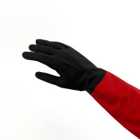 Перчатки латексные BiColor "S" 1пара ЧЁРНО-КРАСНЫЕ с напылением КонтинентПак 