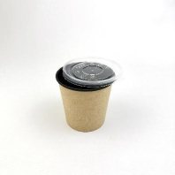 Супница бумажная КРАФТ/чёрная + КРЫШКА прозрачная 500мл 30шт D=100, d=80, H=95 OSQ Round Bowl Black