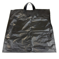 Пакет петлелавая ручка ПВД 45х50см (80) СУПЕРСУМКА чёрная (вторсырьё, с ручкой) 