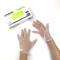 Перчатки виниловые прозрачные VINYL "L" УП=100шт неопудренные 