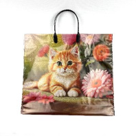 Пакет с пластмассовой ручкой 35х38см (90) Рыжий котёнок 10шт