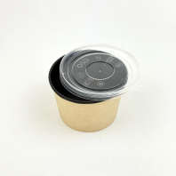 Супница бум КРАФТ/чёрная + КРЫШКА прозр. 300мл 30шт D=100, d=80, H=65 OSQ Round Bowl Black 