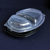 Контейнер одноразовый ЛАНЧ К-257-2 2-секц. ЧЁРНЫЙ 800мл + КРЫШКА 30шт 257х202х37мм 