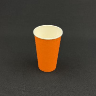 Стакан бумажный 400(530)мл ОРАНЖЕВЫЙ 50шт D=90, d=60, H=136мм