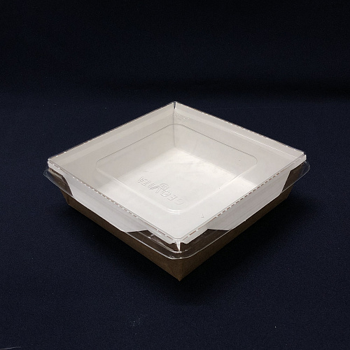 Упаковка GeoVita GeoBOX-900 БЕЛЫЙ салатник + КРЫШКА прозр. 50шт 150х150/135х135/50мм 