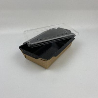 Салатник чёрный 800мл + КРЫШКА ОРИГАМО УП=100шт (Конт-100, Кр-50шт) 207х127/186х106