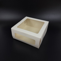 Короб для ТОРТОВ БЕЛЫЙ с двумя окнами 220х220х100мм 1шт OSQ Cake-II-Window