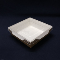 Упаковка ECO OPSALAD- 900 БЕЛЫЙ салатник + КРЫШКА прозр. 50шт 150х150/135х135/50мм 