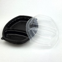 Контейнер одноразовый ЛАНЧ К-257-2 2-секц. ЧЁРНЫЙ 800мл + КРЫШКА 70шт 257х202х37мм