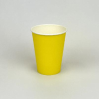 Стакан бумажный 350(410)мл ЖЁЛТЫЙ 50шт D=90, d=60, H=110мм 