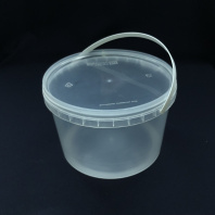 Ведро круглое 2,25л прозрачное с РУЧКОЙ + КРЫШКА D=185, d=169, H=120мм Пластрум 