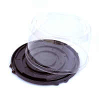 Тортница ПР-Т-233 (КРЫШКА-прозр. + ДНО-чёрное) внеш.D=270, H=134мм Протэк КОРОБ=100шт 