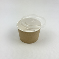 Супница бум КРАФТ/белая + КРЫШКА прозр. 300мл 30шт(!!!) D=100, d=80, H=65 OSQ Round Bowl 