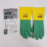Перчатки латексные с НЕОПРЕНОМ "M" 1пара/108гр зелёный+жёлтый СУПЕРПРОЧНЫЕ ADM Арт.133KHS 