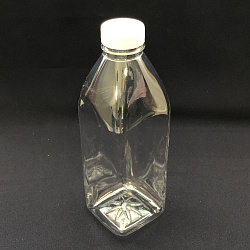 Бутылка ПЭТ D=38мм 1,0л КВАДРАТ прозрачная + КРЫШКА (выпи...