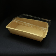 Упаковка OneClick Bottom- 800 КРАФТ салатник + КРЫШКА 50шт 180х100/200х120/55мм 