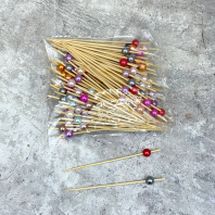 Пики деревянные "Жемчуг перламутровый" 12см УП=100шт МИКС Арт.38974 