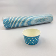 Креманка картон ГОЛУБАЯ в белый горошек 245мл 50шт D=98мм d=75мм H=55мм