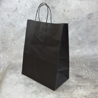 Пакет бум. прямоуг. дно с КРУЧ.руч. ЧЁРНЫЙ 350х260х150 25шт пл.70гр 