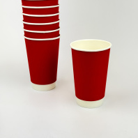 Стакан бумажный 2сл 400(500)мл КРАСНЫЙ 25шт D=90, d=60, H=135мм GOOD 