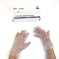 Перчатки ТПЭ КОРОБКА прозрачные "M" УП=200шт С ТЕКСТУРОЙ